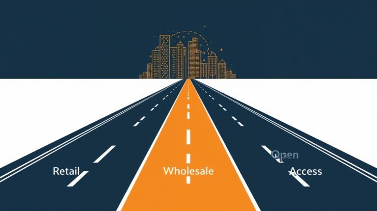 three distinct lanes labeled _Retail,_ _Wholesale,_ and _Open Access