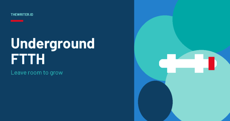 Geometric illustration of an underground duct with one blocked crossing, for underground FTTH network design, TheWriter.id.